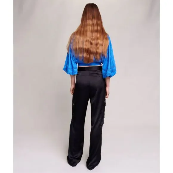 Maje Satiny Cargo Pants Black Size 36